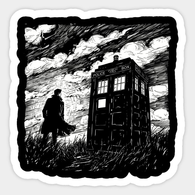 TARDIS Noir Sticker by DesignedbyWizards